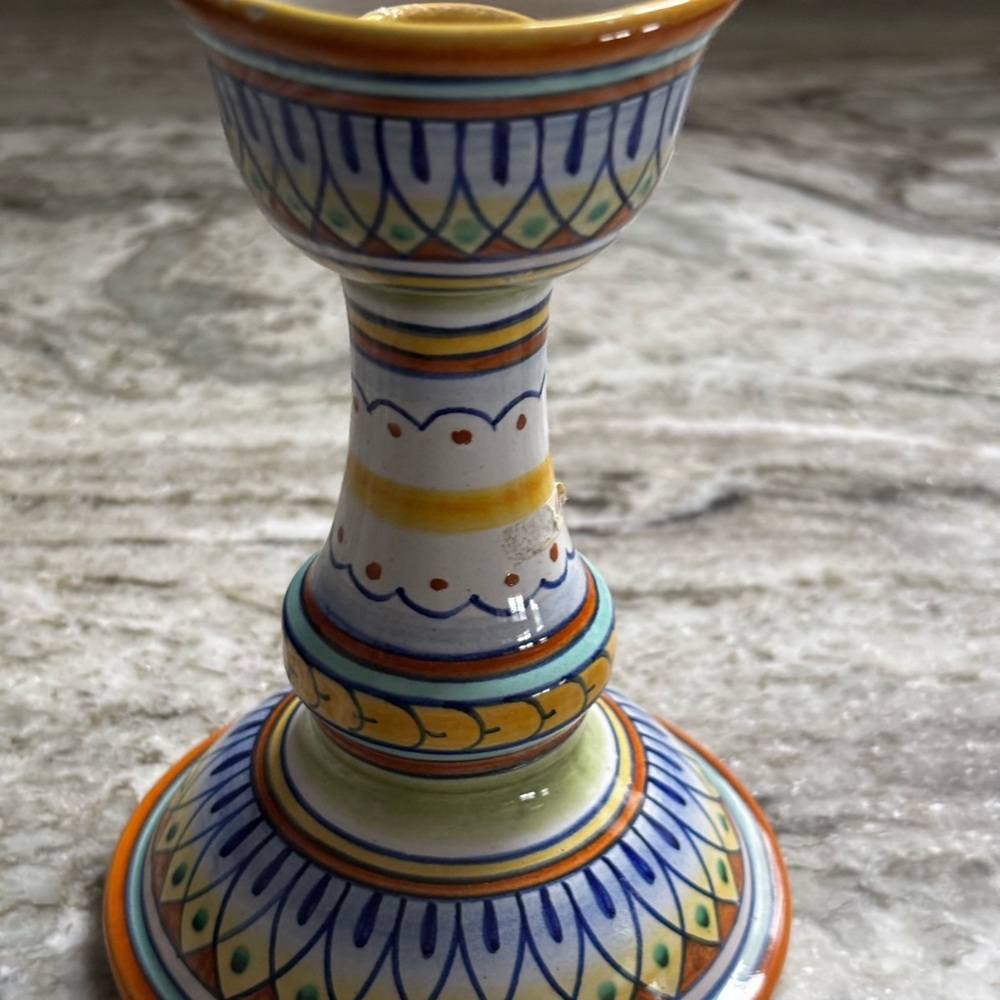 Deruta Dec A Mano Ceramic Candlestick Made in Italy - Picture 3 of 3